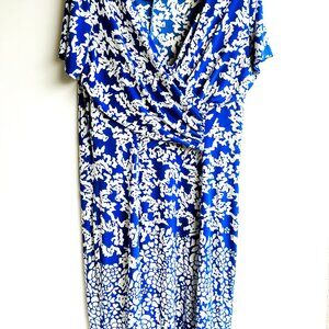 Blue and white dress, Short sleeve summer dress size Medium
